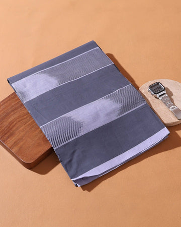 Men’s Sangu Brand Premium Cotton Lungi 2.10 Meter Length with Striped Pattern - Grey