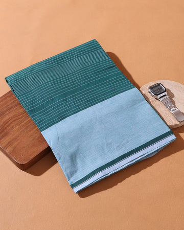 Men’s Sangu Brand Premium Cotton Lungi 2.10 Meter Length with Striped Pattern - Green