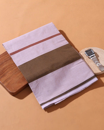 Men’s Sangu Brand Premium Cotton Lungi 2.10 Meter Length with Striped Pattern - Dusty Pink