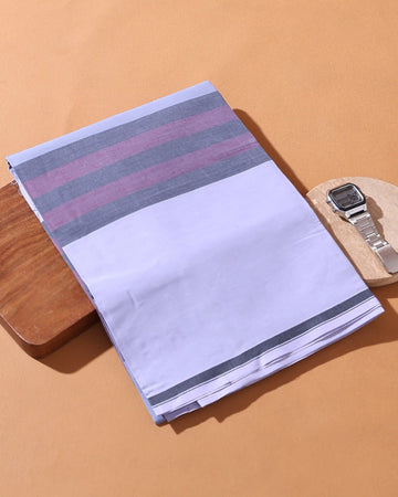 Men’s Sangu Brand Premium Cotton Lungi 2.10 Meter Length with Striped Pattern - Light Blue