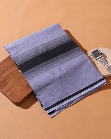 Men’s Sangu Brand Premium Cotton Lungi 2.10 Meter Length with Striped Pattern - Grey
