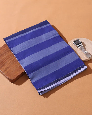 Men’s Sangu Brand Premium Cotton Lungi 2.10 Meter Length with Striped Pattern - Dark Blue