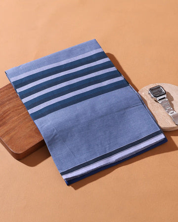 Men’s Sangu Brand Premium Cotton Lungi 2.10 Meter Length with Striped Pattern - Dark Grey