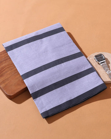 Men’s Sangu Brand Premium Cotton Lungi 2.10 Meter Length with Striped Pattern - Light Grey