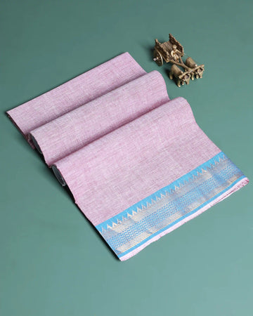 Women’s 1 Meter Cotton Blouse Material Solid Design with Contrast Woven Border - Pink