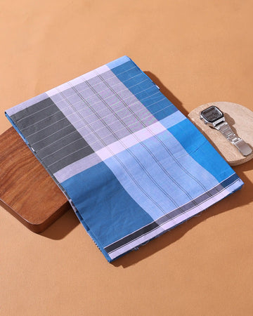 Men’s Nandu Brand Premium Cotton Lungi 2.20 Meter Length with Checked Pattern - Multi