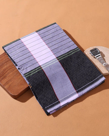 Men’s Nandu Brand Premium Cotton Lungi 2.20 Meter Length with Striped Pattern - Multi