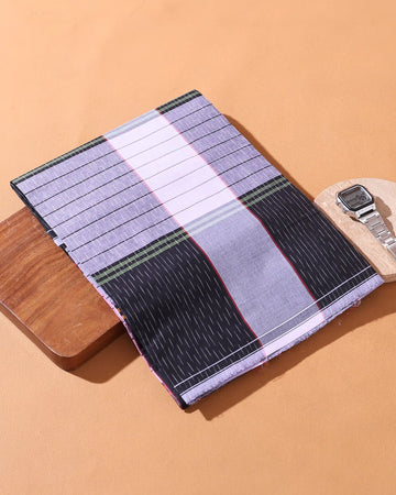 Men’s Nandu Brand Premium Cotton Lungi 2.20 Meter Length with Striped Pattern - Multi