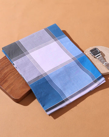 Men’s Nandu Brand Premium Cotton Lungi 2.20 Meter Length with Checked Pattern - Multi