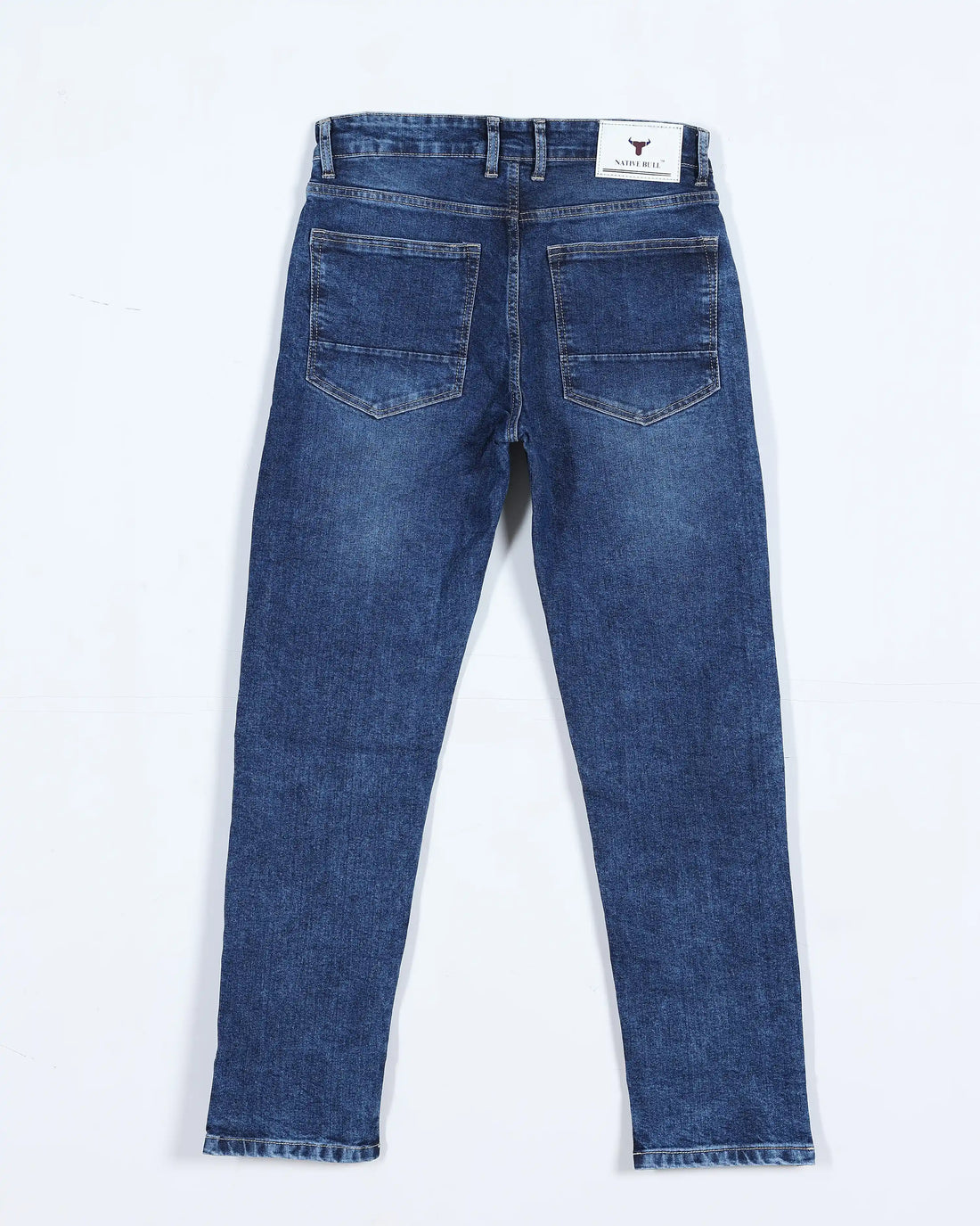 Men’s Nativebull Mid Rise Relaxed Fit Denim Jeans with Classic Five Pocket Design and Button Closure - Dark Blue