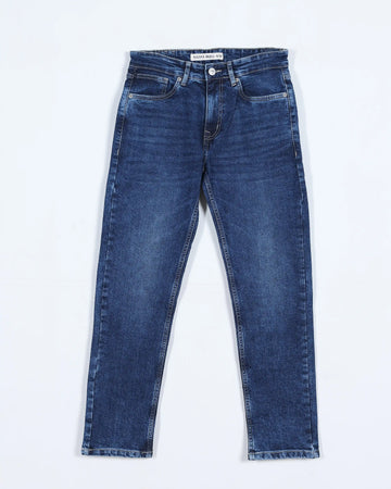 Men’s Nativebull Mid Rise Relaxed Fit Denim Jeans with Classic Five Pocket Design and Button Closure - Dark Blue
