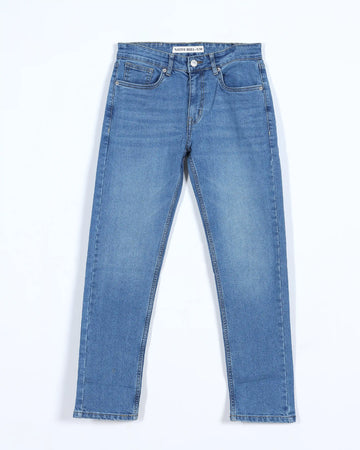 Men’s Nativebull Relaxed Fit Mid Rise Denim Jeans with Classic Pocket Design Button Closure and Belt Loops - Light Blue