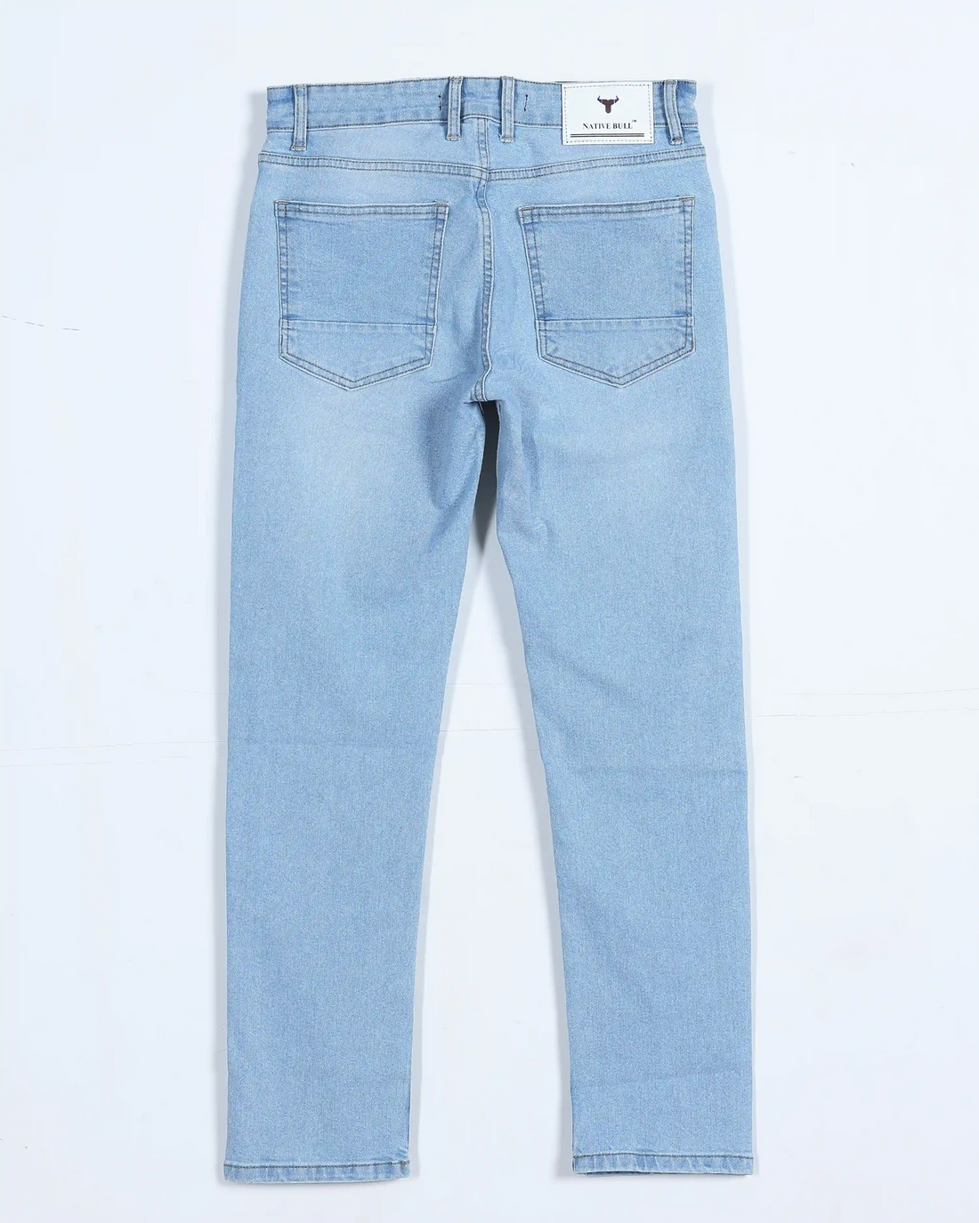 Men’s Nativebull Mid Rise Denim Jeans with Classic Pocket Styling and Straight Leg Design - Light Blue