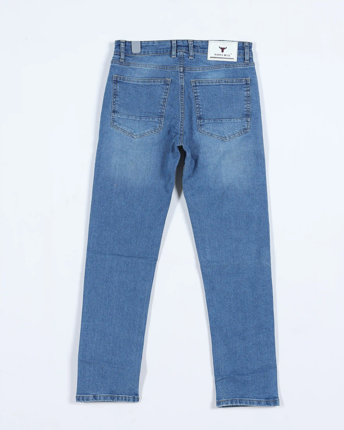 Men’s Nativebull Relaxed Fit Mid Rise Denim Jeans with Classic Pocket Design Button Closure and Belt Loops - Light Blue