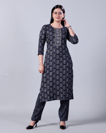 Navy Blue Colour Top & Palazzo Set