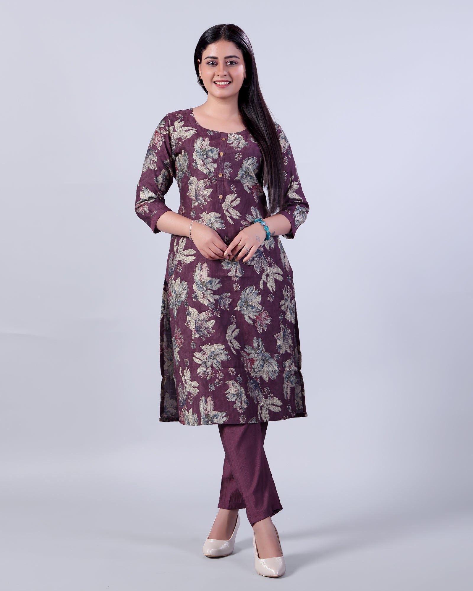 Purple Colour Top & Palazzo Set