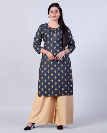Dark Grey Colour Top & Palazzo Set
