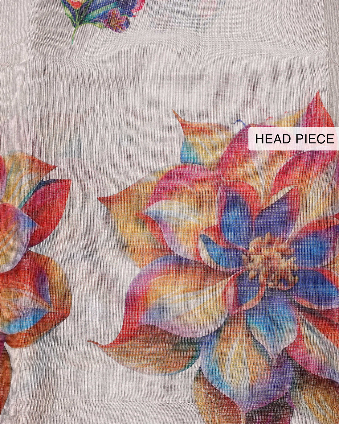 Ethnic Floral Printed Tissue Saree - Grey