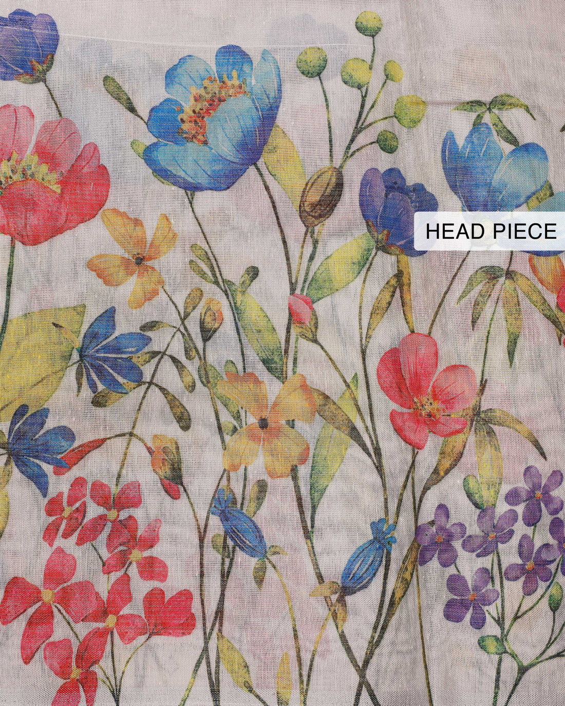 Ethnic Floral Printed Tissue Saree - Grey