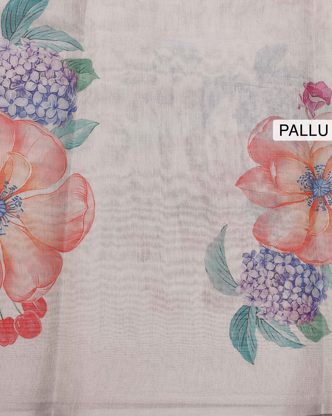 Ethnic Floral Printed Tissue Saree - Grey