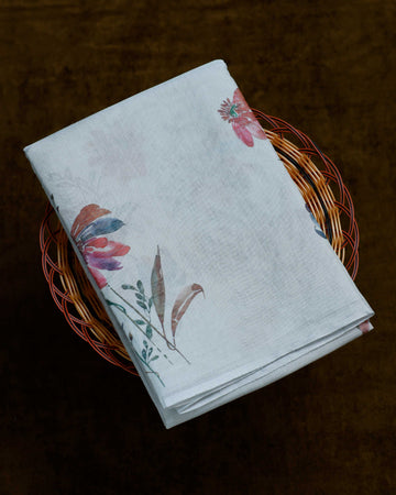 Ethnic Floral Printed Tissue Saree - Grey