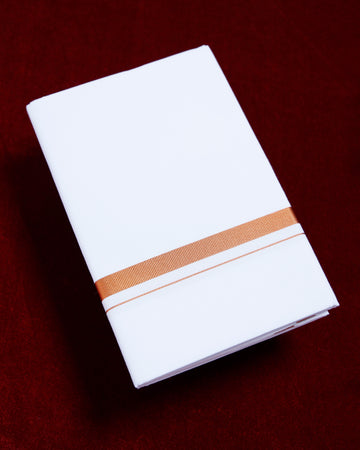 Alaya White Cotton Dhoti with Copper Border