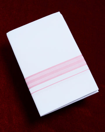Alaya White Cotton Dhoti with Pink Border