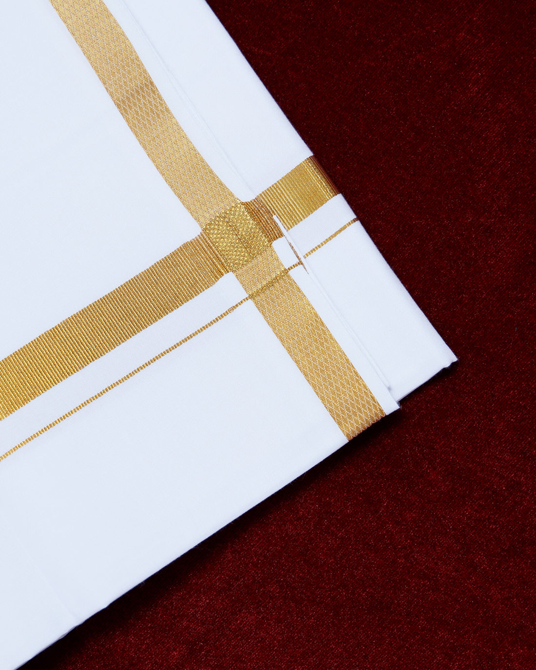 Alaya White Cotton Dhoti with Gold Border