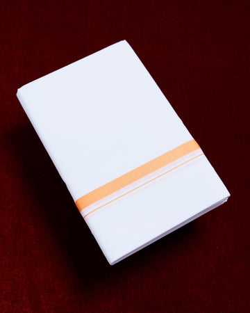 Alaya White Cotton Dhoti with Orange Border