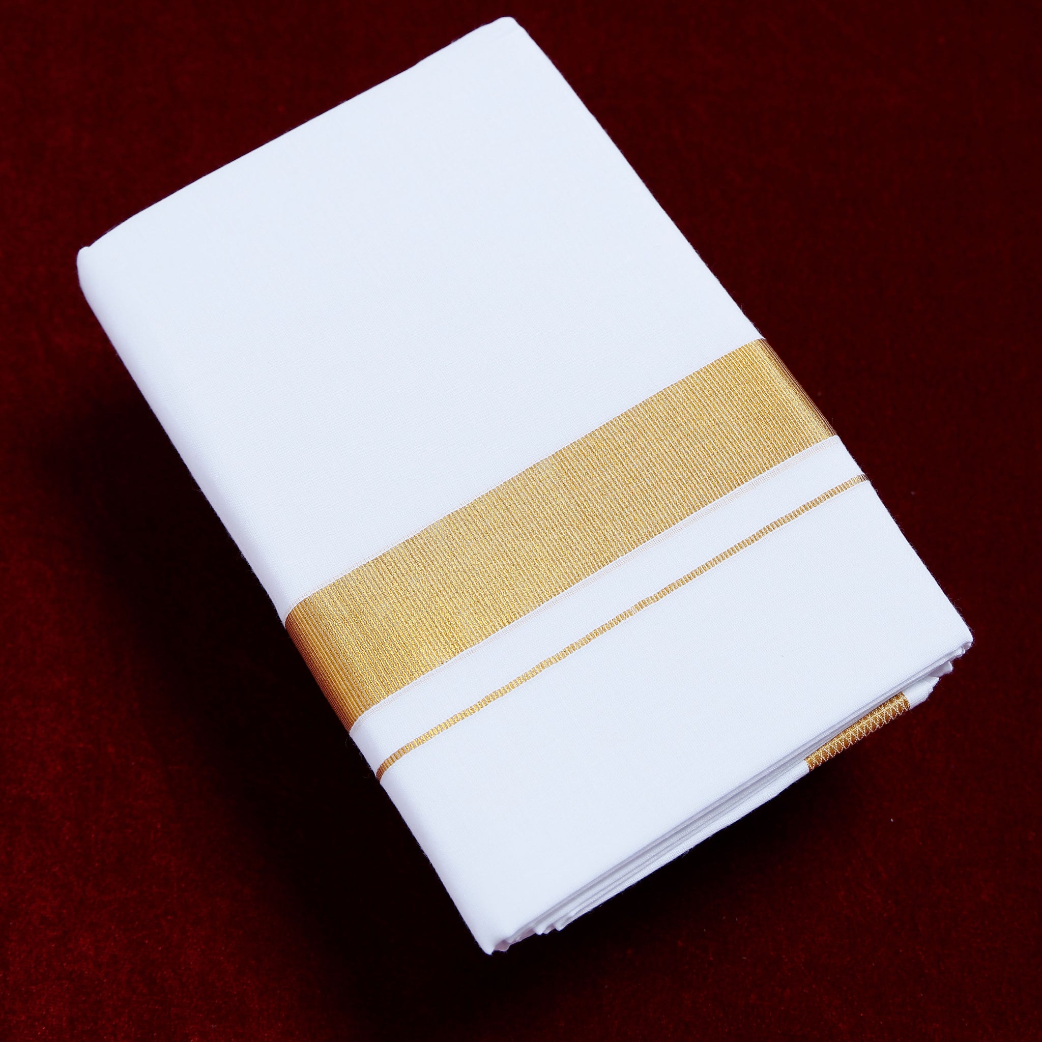 Alaya White Cotton Dhoti with Gold Border