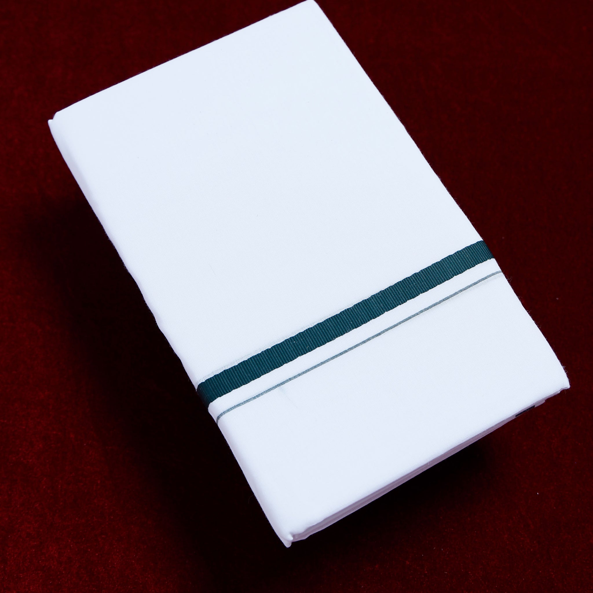 Alaya White Cotton Dhoti with Green Border