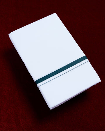 Alaya White Cotton Dhoti with Green Border