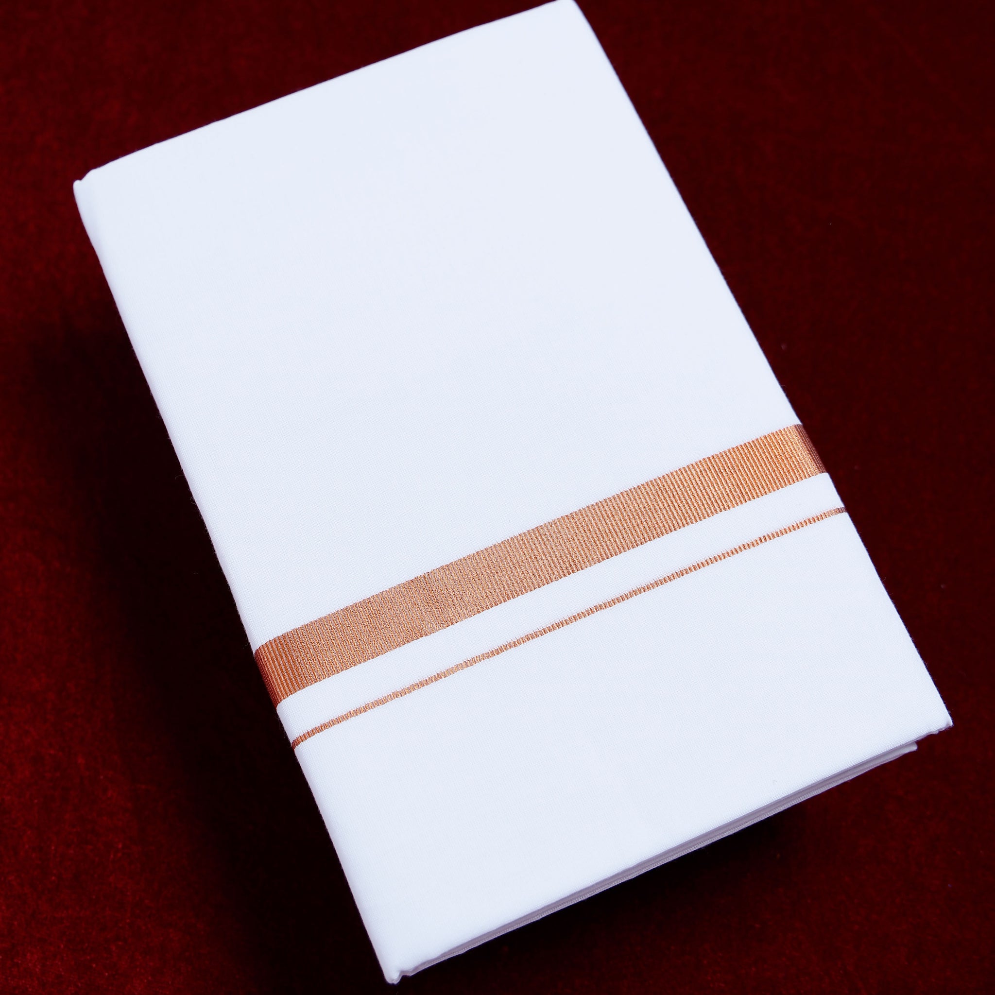 Alaya White Cotton Dhoti with Copper Border