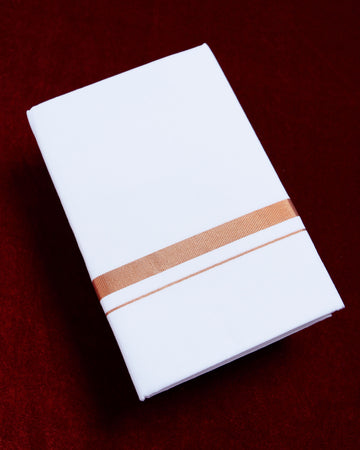 Alaya White Cotton Dhoti with Copper Border