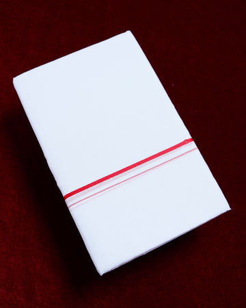 Alaya White Cotton Dhoti with Red Border