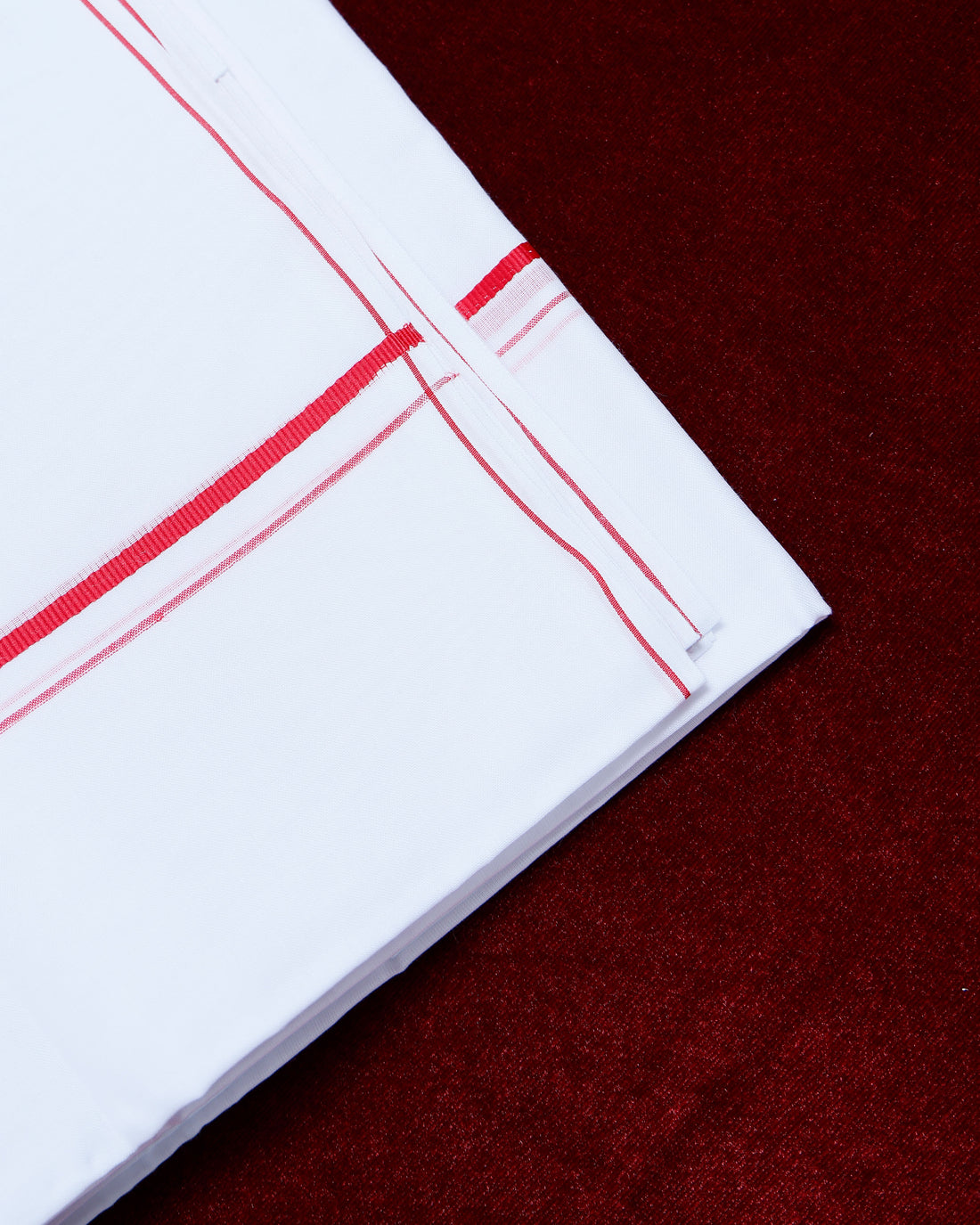 Alaya White Cotton Dhoti with Red Border