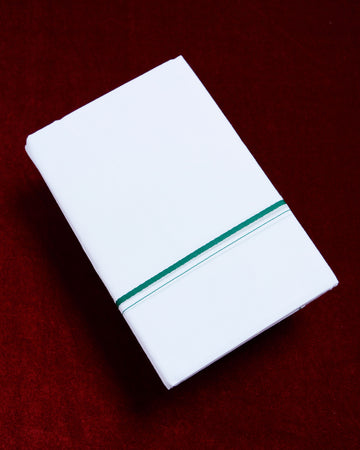 Alaya White Cotton Dhoti With Green Border