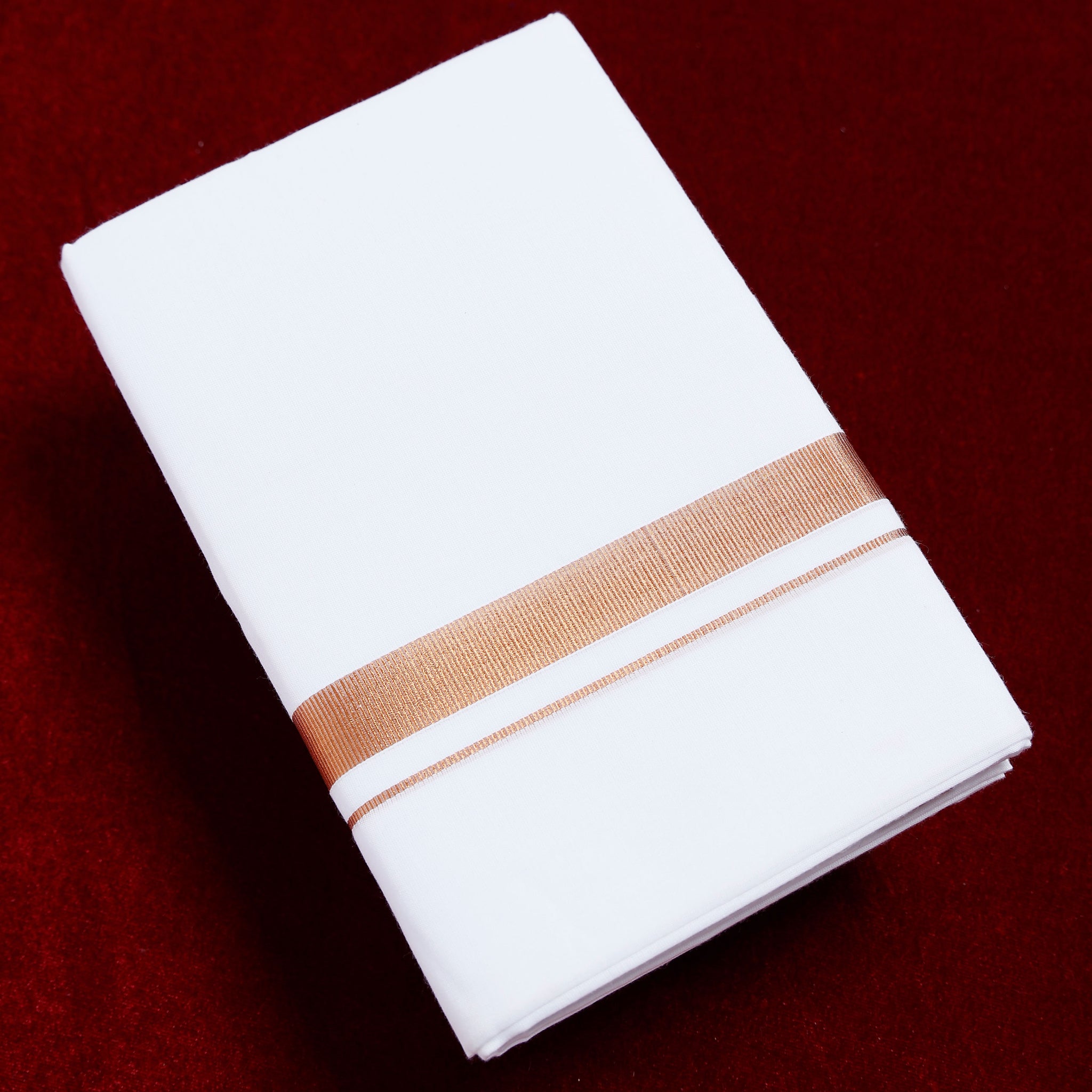 Ramraj White Cotton Dhoti With Copper Border