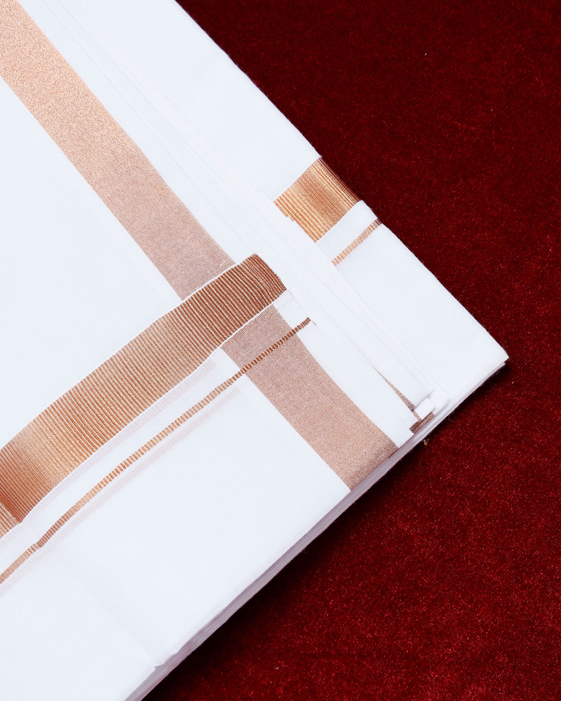 Ramraj White Cotton Dhoti With Copper Border