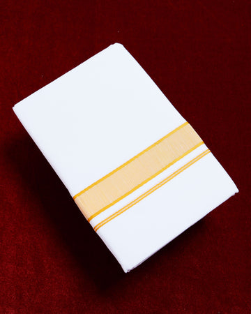 Ramraj White Cotton Dhoti With Gold Border
