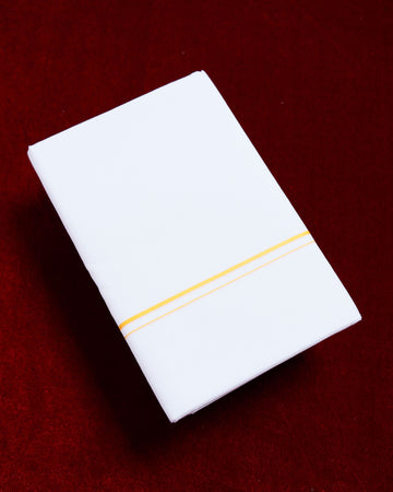 Ramraj White Cotton Dhoti With Yellow Border
