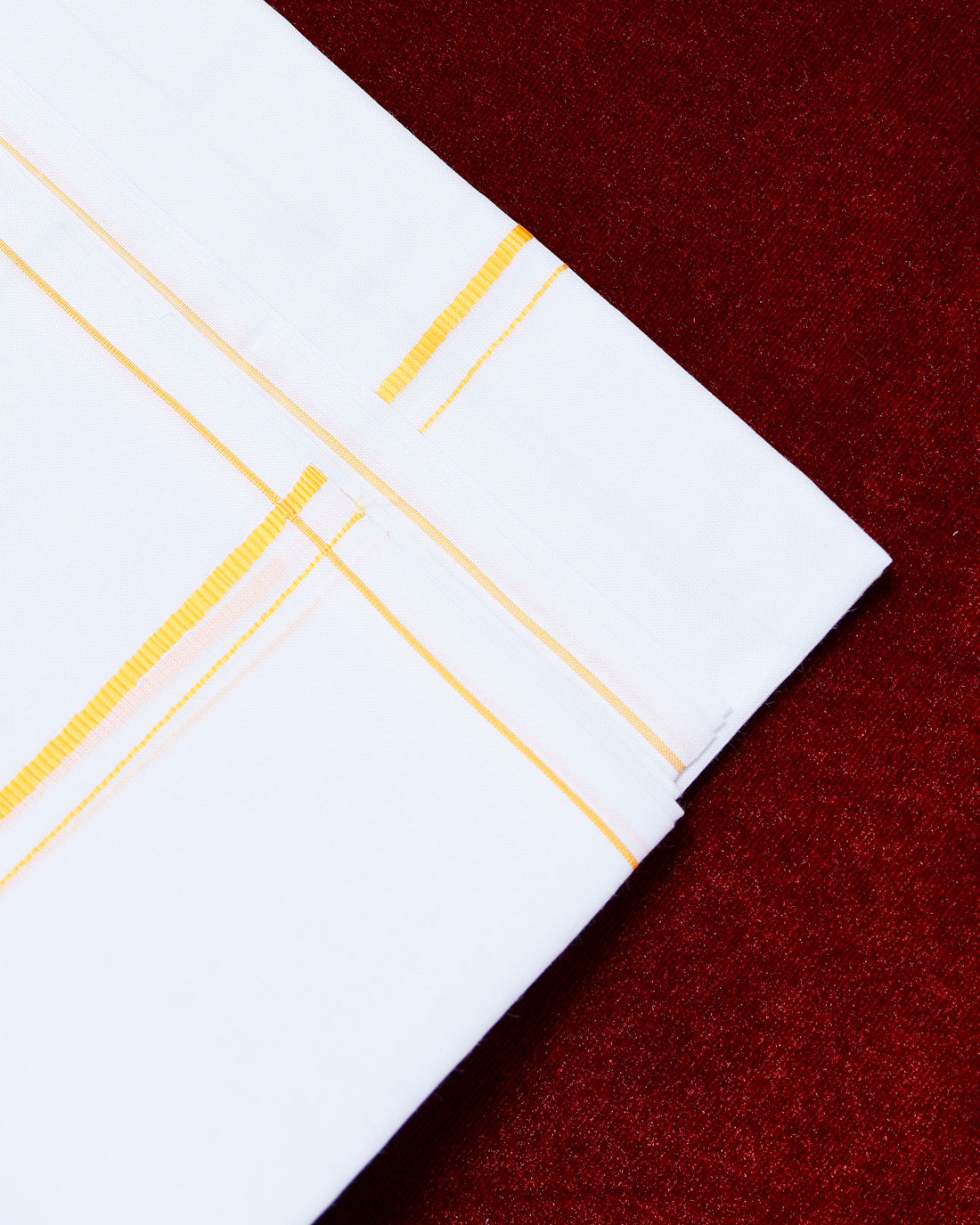 Ramraj White Cotton Dhoti With Yellow Border