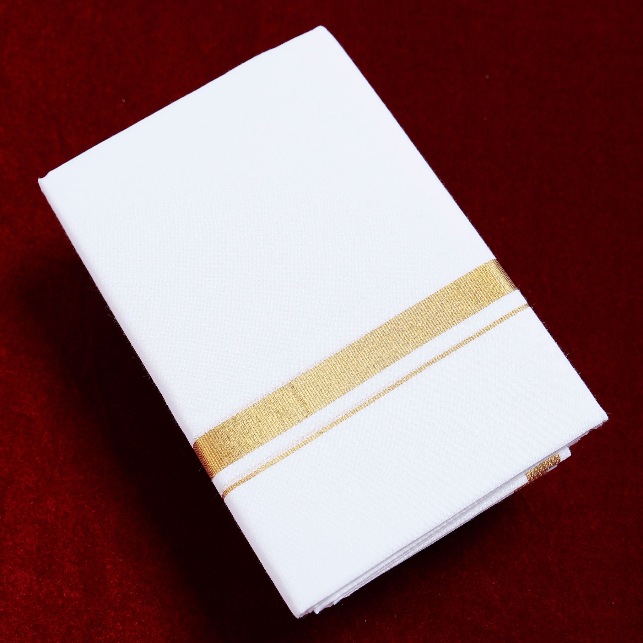 Ramraj White Cotton Dhoti With Gold Border