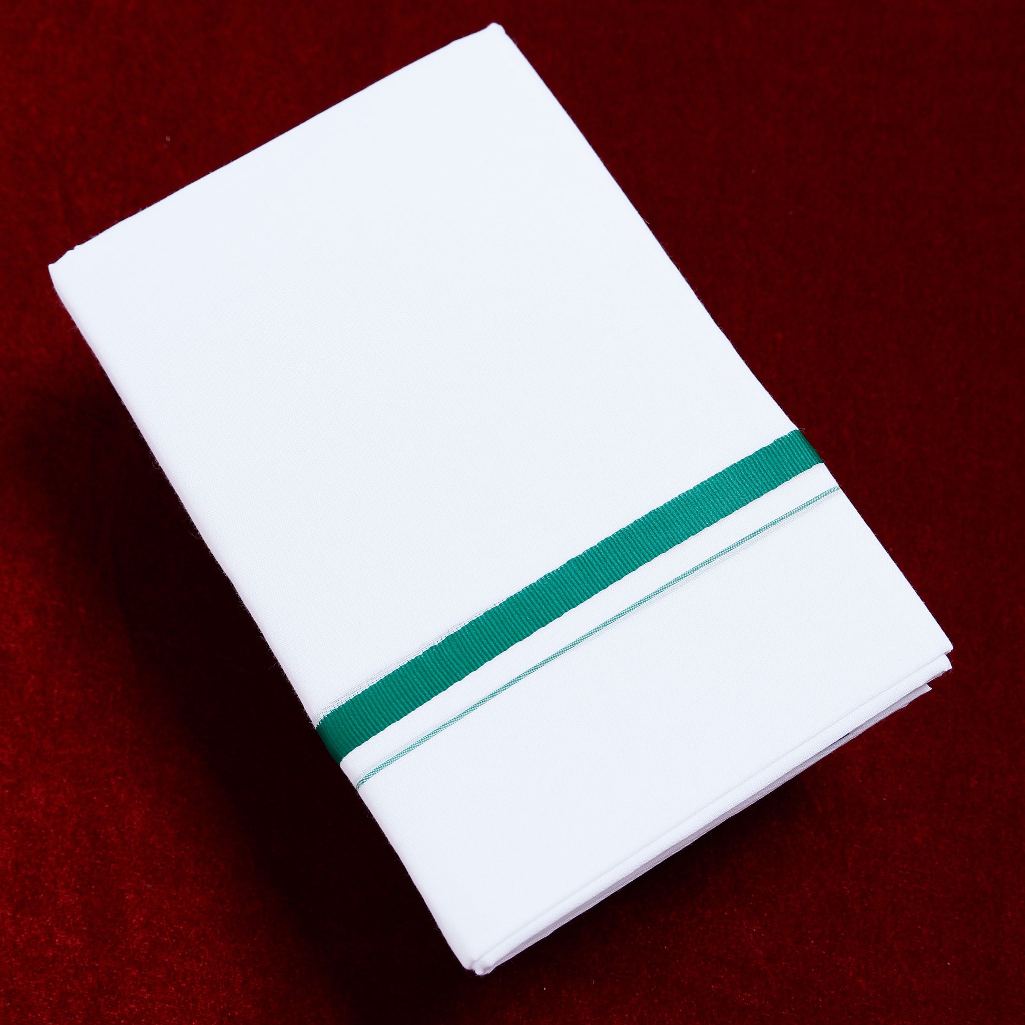 Ramraj White Cotton Dhoti With Green Border