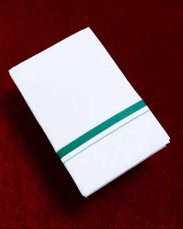 Ramraj White Cotton Dhoti With Green Border