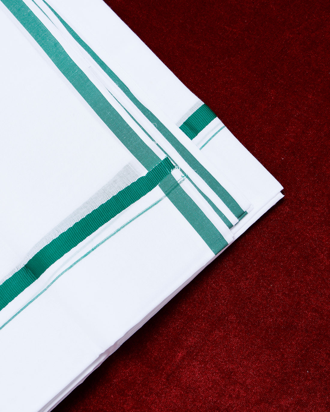 Ramraj White Cotton Dhoti With Green Border