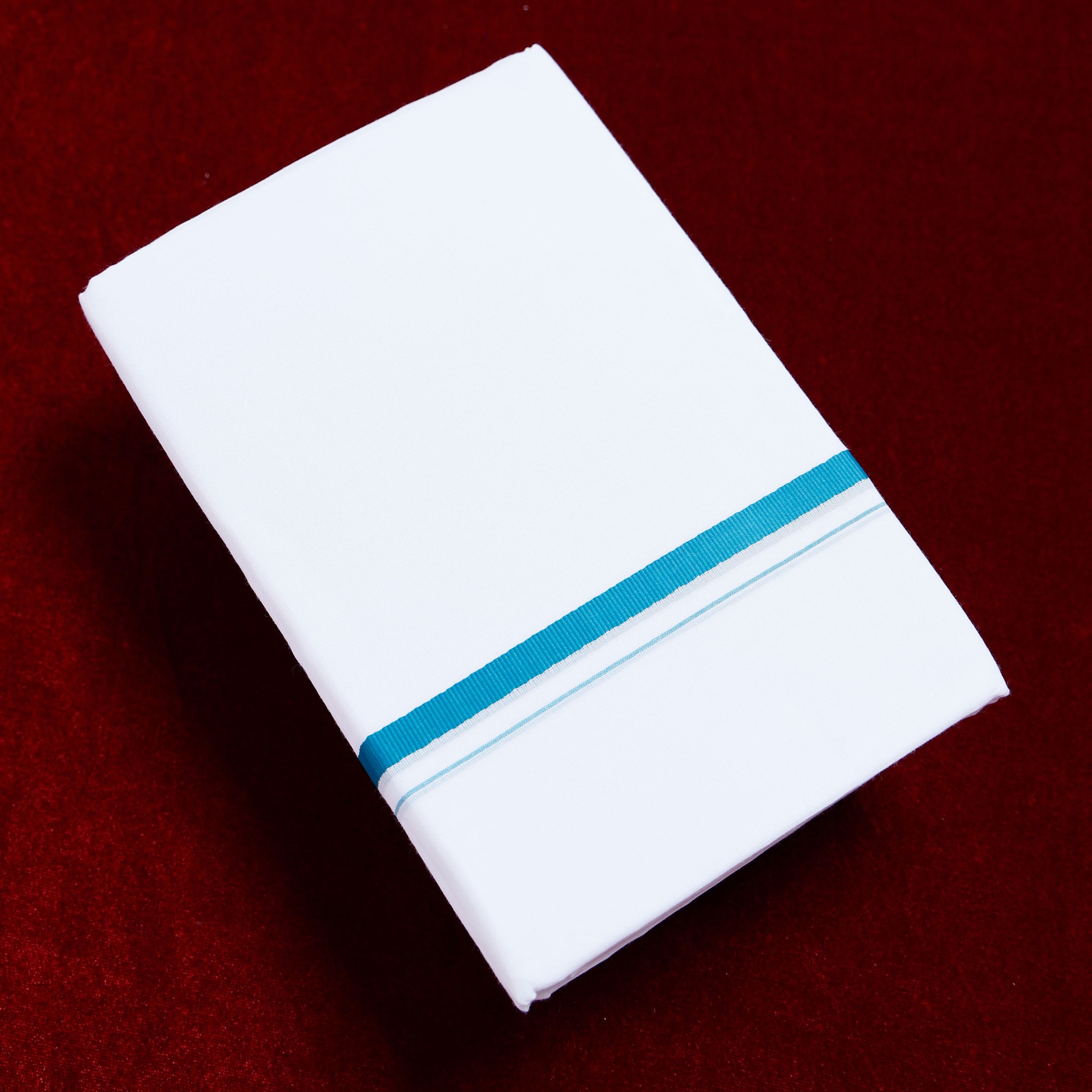 Ramraj White Cotton Dhoti With Blue Border