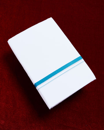 Ramraj White Cotton Dhoti With Blue Border