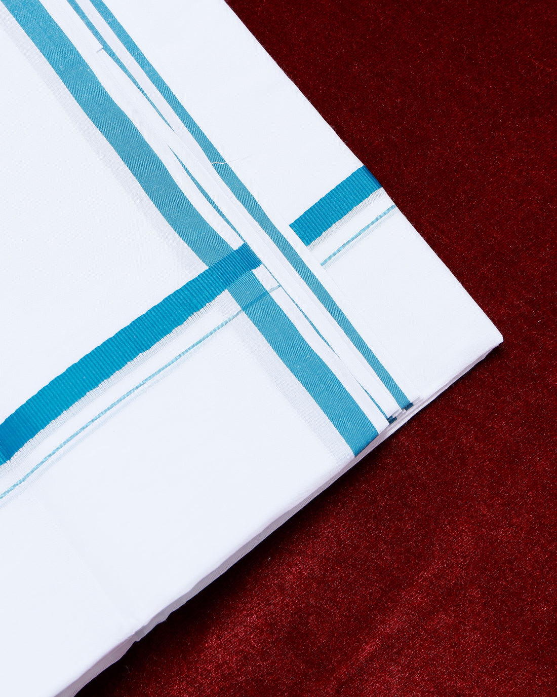 Ramraj White Cotton Dhoti With Blue Border