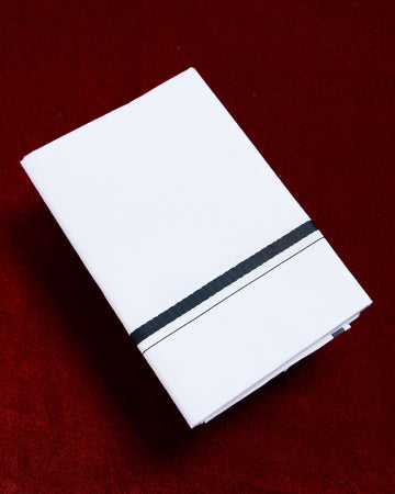 Ramraj White Cotton Dhoti With Black Border